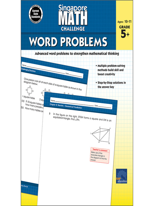 Cover image for Singapore Math Challenge Word Problems, Grades 5-8